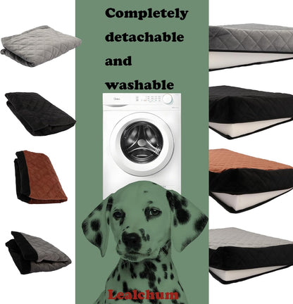 Dog Car Seat for Large Size Dog,Soft Fabric Car Dog Bed Filling Memory Foam,2 Clip-On Safety Leashs and 2 Pockets,Removable and Washable Comfy Pet Car Seat(Black/Brown, Large)