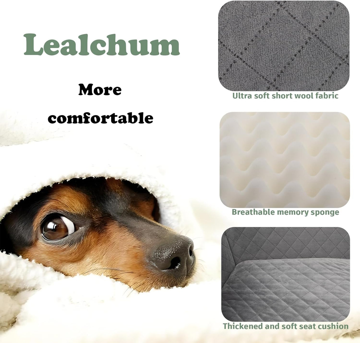 Dog Car Seat for Large Size Dog,Soft Fabric Car Dog Bed Filling Memory Foam,2 Clip-On Safety Leashs and 2 Pockets,Removable and Washable Comfy Pet Car Seat(Black/Brown, Large)