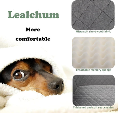 Dog Car Seat for Large Size Dog,Soft Fabric Car Dog Bed Filling Memory Foam,2 Clip-On Safety Leashs and 2 Pockets,Removable and Washable Comfy Pet Car Seat(Black/Brown, Large)